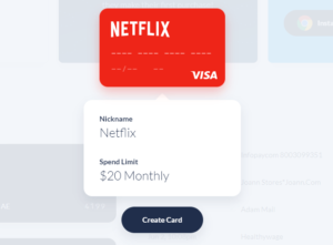 Screenshot of Privacy virtual card creation